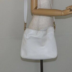 GUCCI Bamboo Hand Bag Leather 2way White Gold